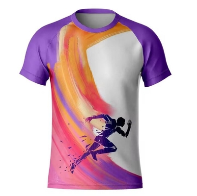 ১০০% পলিস্টার পূর্ণ সর্বত্র Sublimation মুদ্রিত টি-শার্ট রানিং স্পোর্ট টি-শার্ট দ্রুত শুকনো