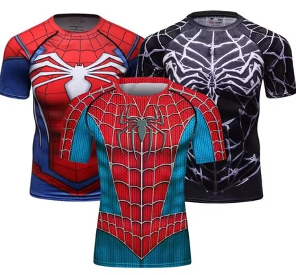 সংক্ষিপ্ত হাতা Sublimation Bjj কম্প্রেশন শার্ট MMA Wear Cosplay সুপারহিরো কাপড়