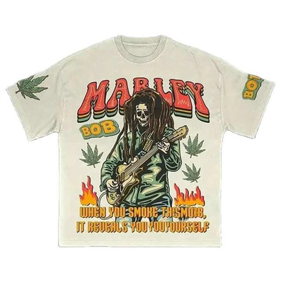 Custom Skull Head Print Logo Streetwear Vintage First Class Quality 100% Cotton Plain Heavyweight Oversized T Shirt